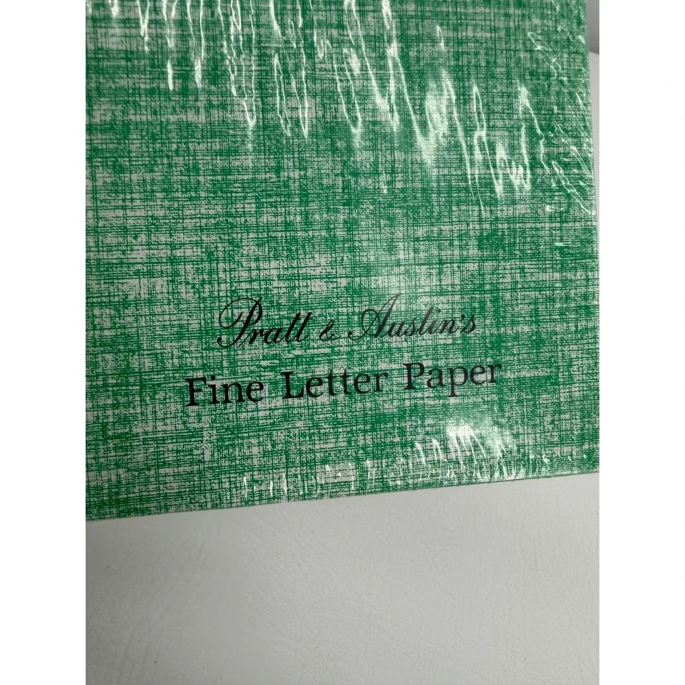 Pratt & Austin Stationery Green Floral Vintage Letter Paper Envelopes Boxed